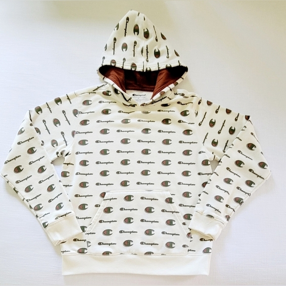 Champion Hoodie Youth Extra Large Logo All Over Print XL Sweatshirt NWOT - Picture 3 of 7